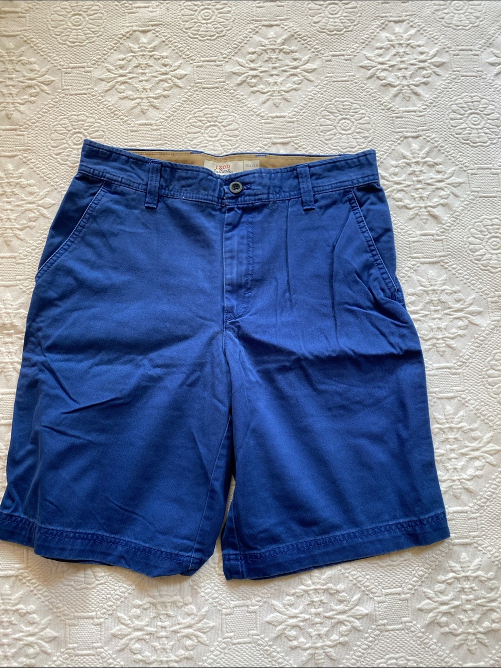 Izod Men's Navy Blue Flat Front Chino Shorts